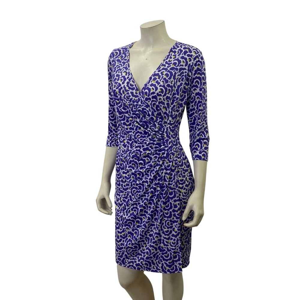 Laundry By Design Purple & White Wrap Dress 3/4 Sleeves Size10‎ - Picture 2 of 9